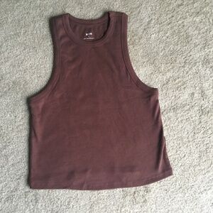 Maeve brown racer back crop ribbed tank top large